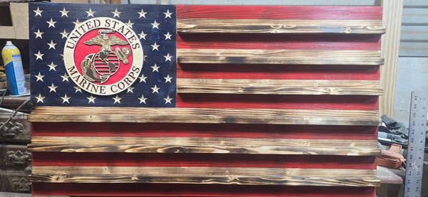United States Marine Corps Challenge Coin Display Flag