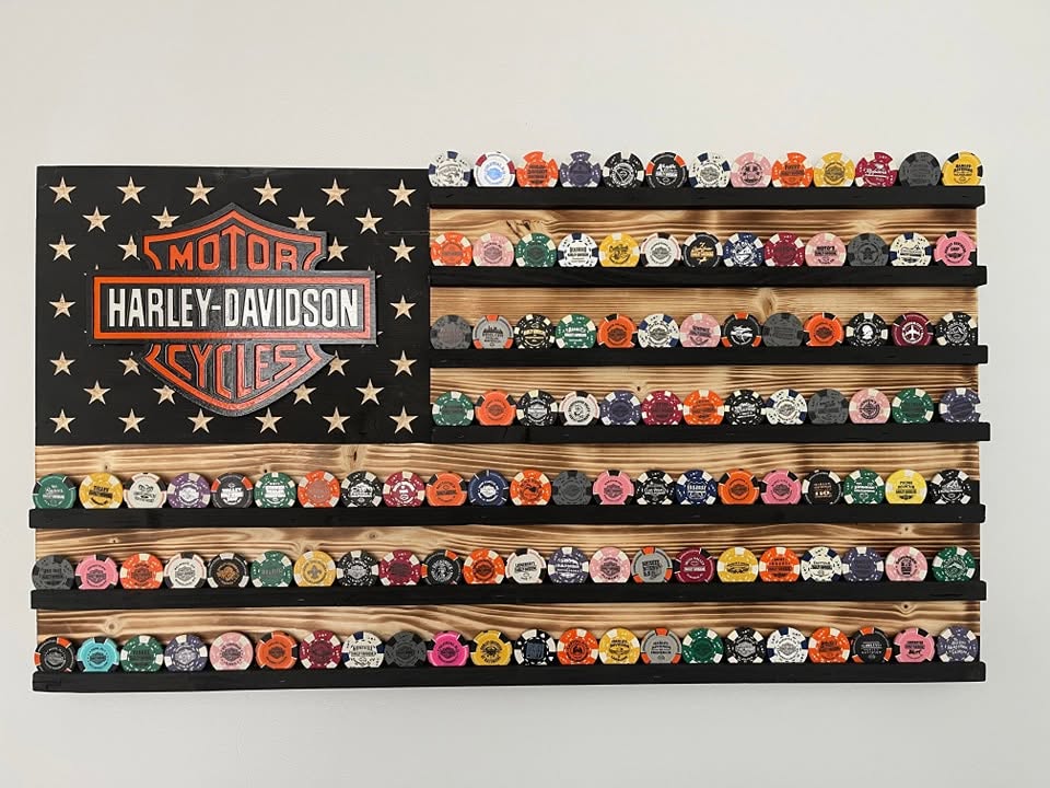 Harley-Davidson Poker Chip & Challenge Coin Display Flag