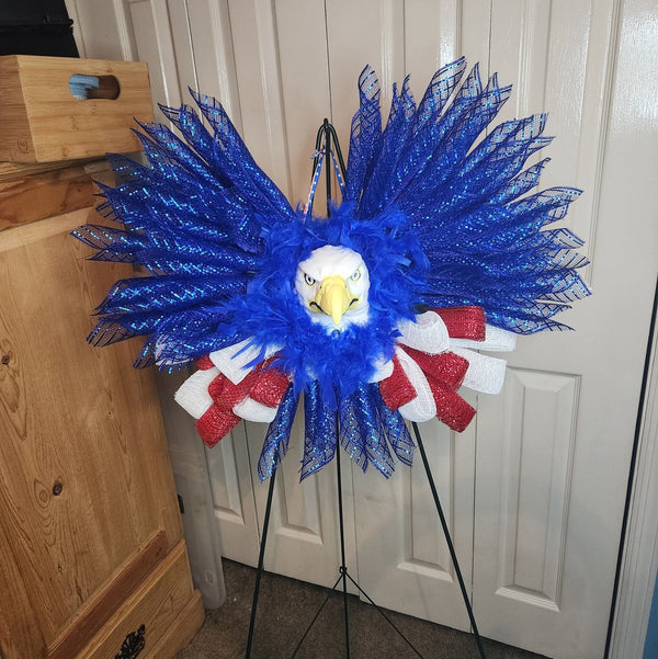 Patriotic Bald Eagle Mesh Wreath