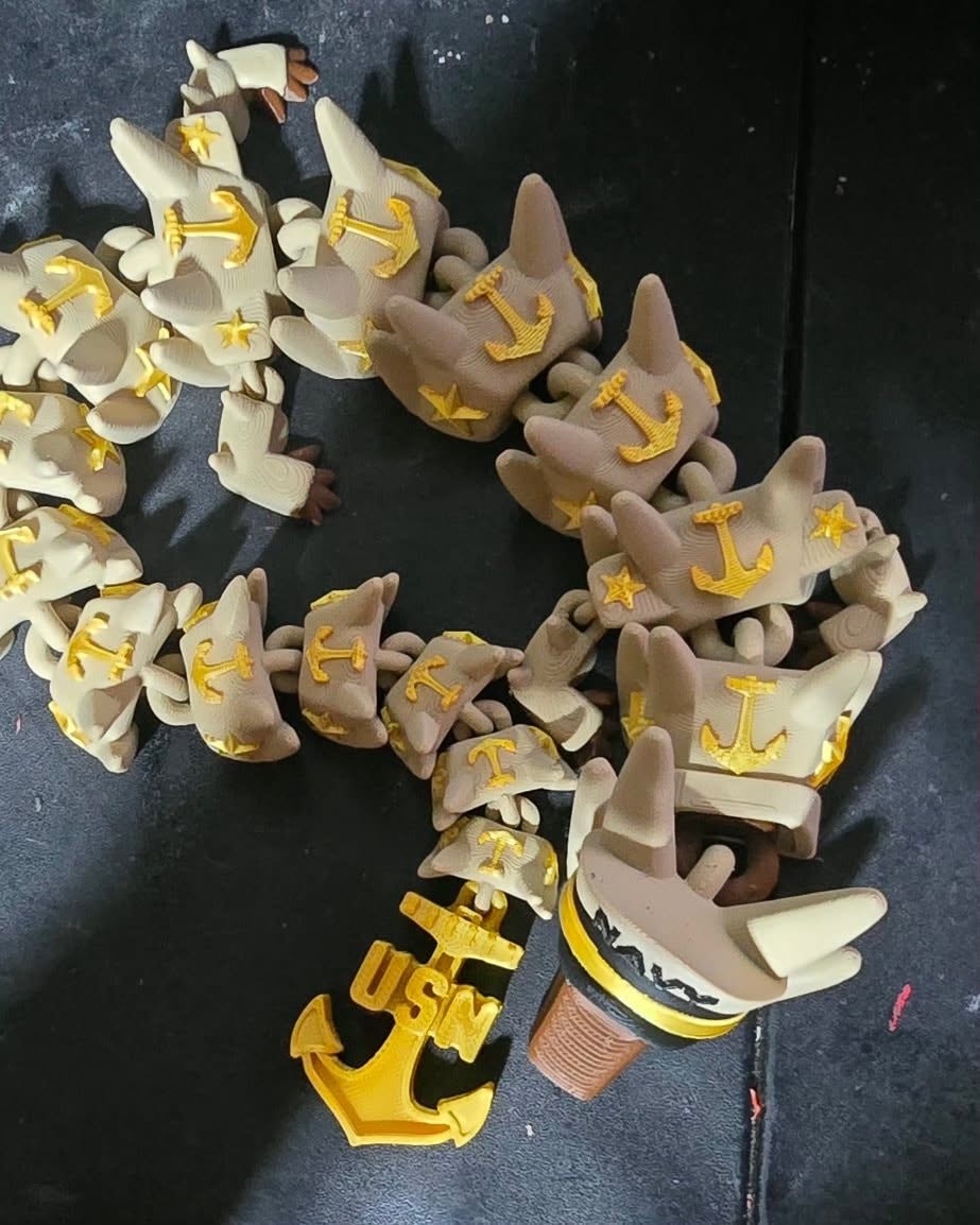 Navy Articulated Dragon – 3D Printed Collectible