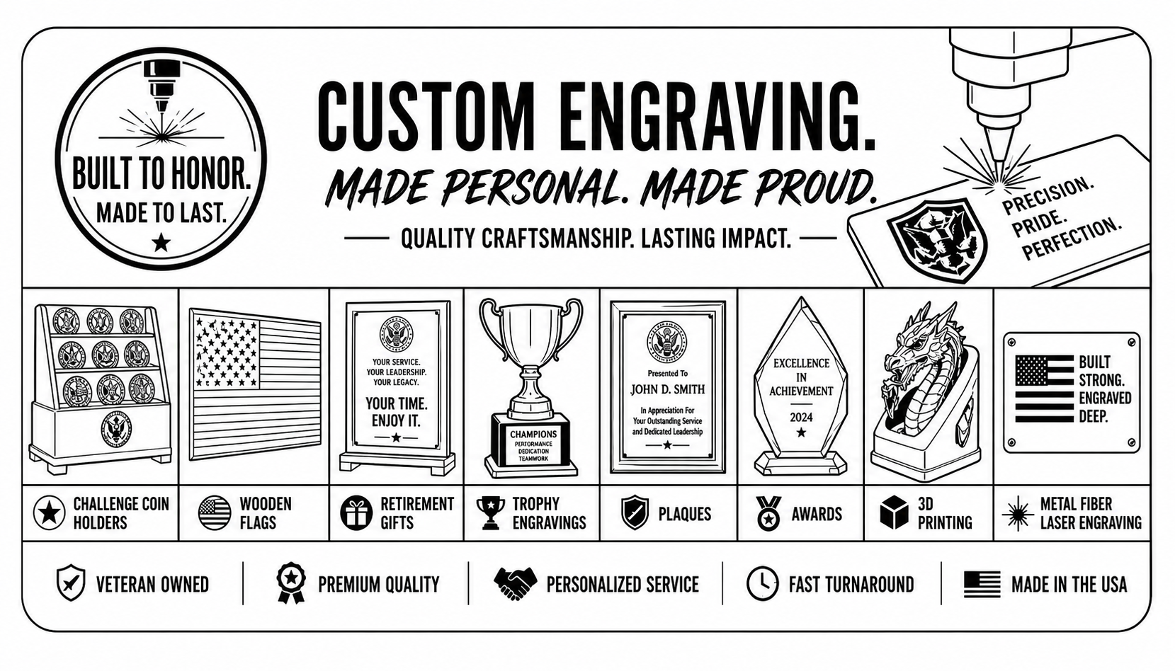 Premium Double-Sided Laser Engraved Metal Business Cards