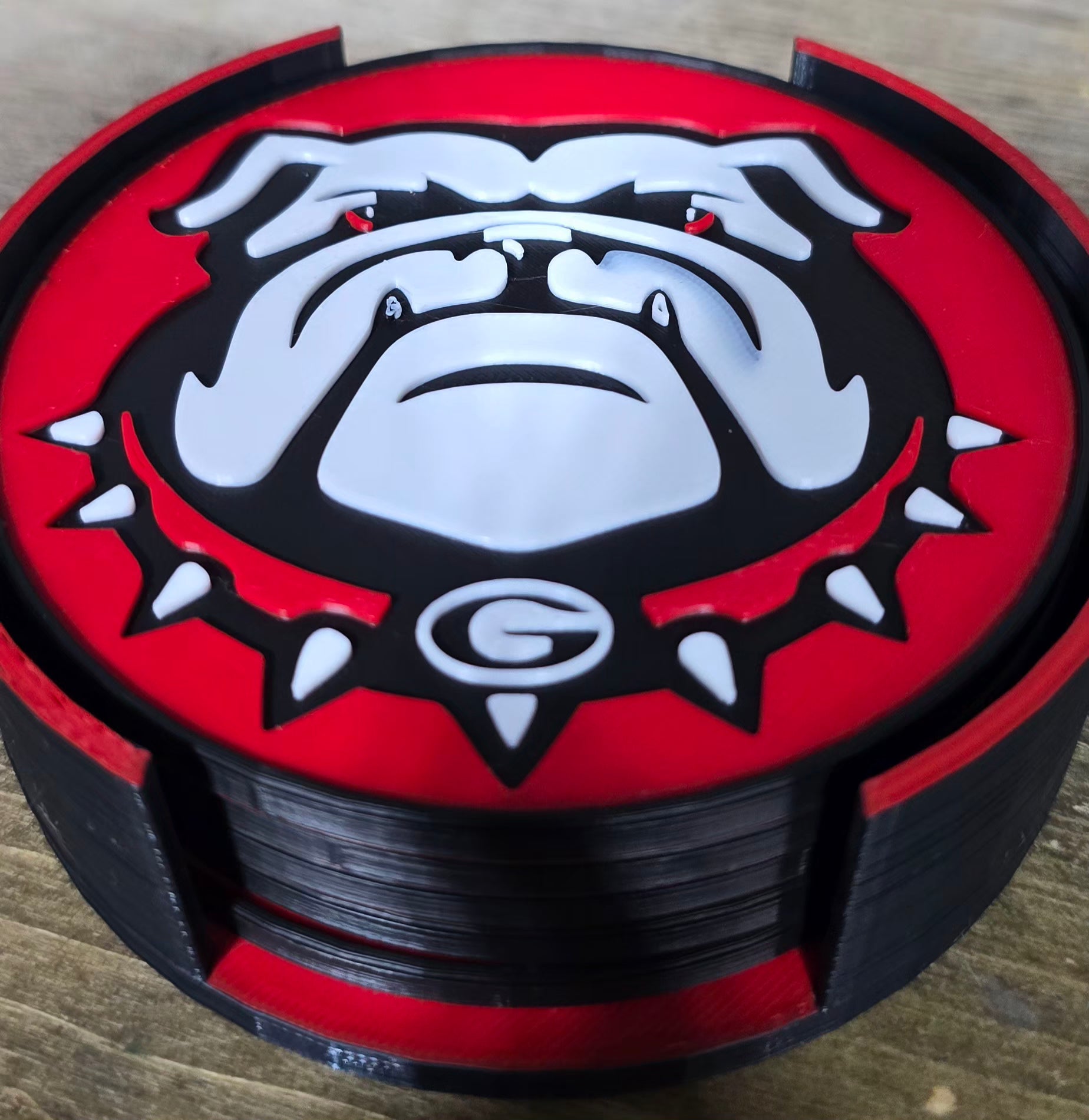 3D Printed Georgia Bulldog Coasters-5 Count